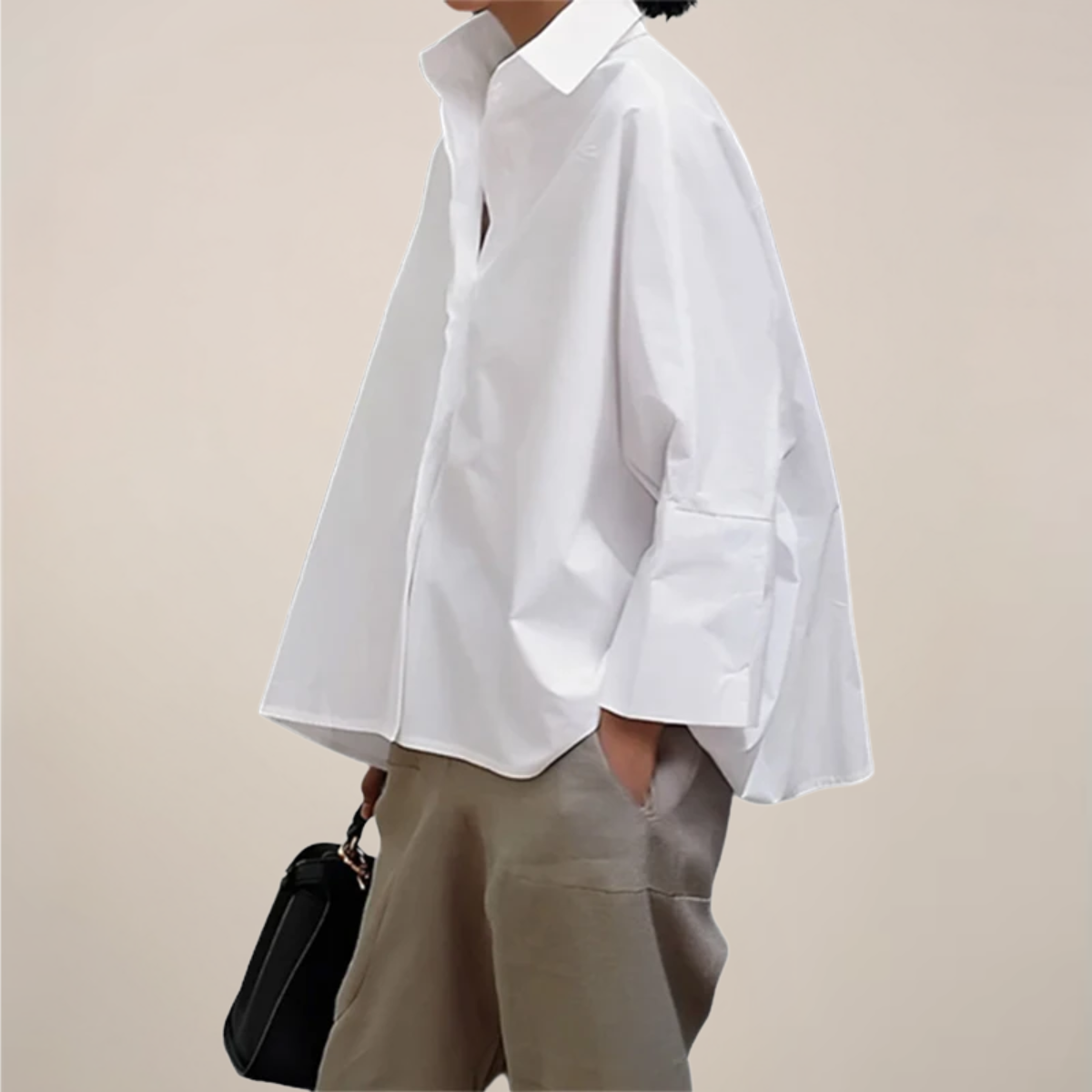 Oversized Batwing Sleeve Cotton Casual Shirt Blouse
