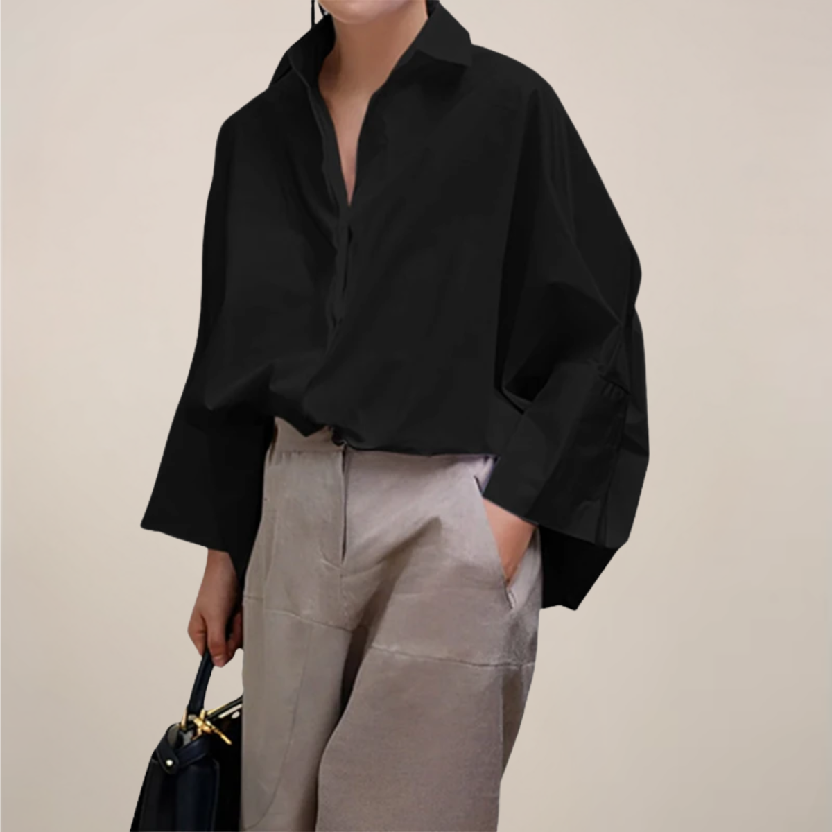 Oversized Batwing Sleeve Cotton Casual Shirt Blouse