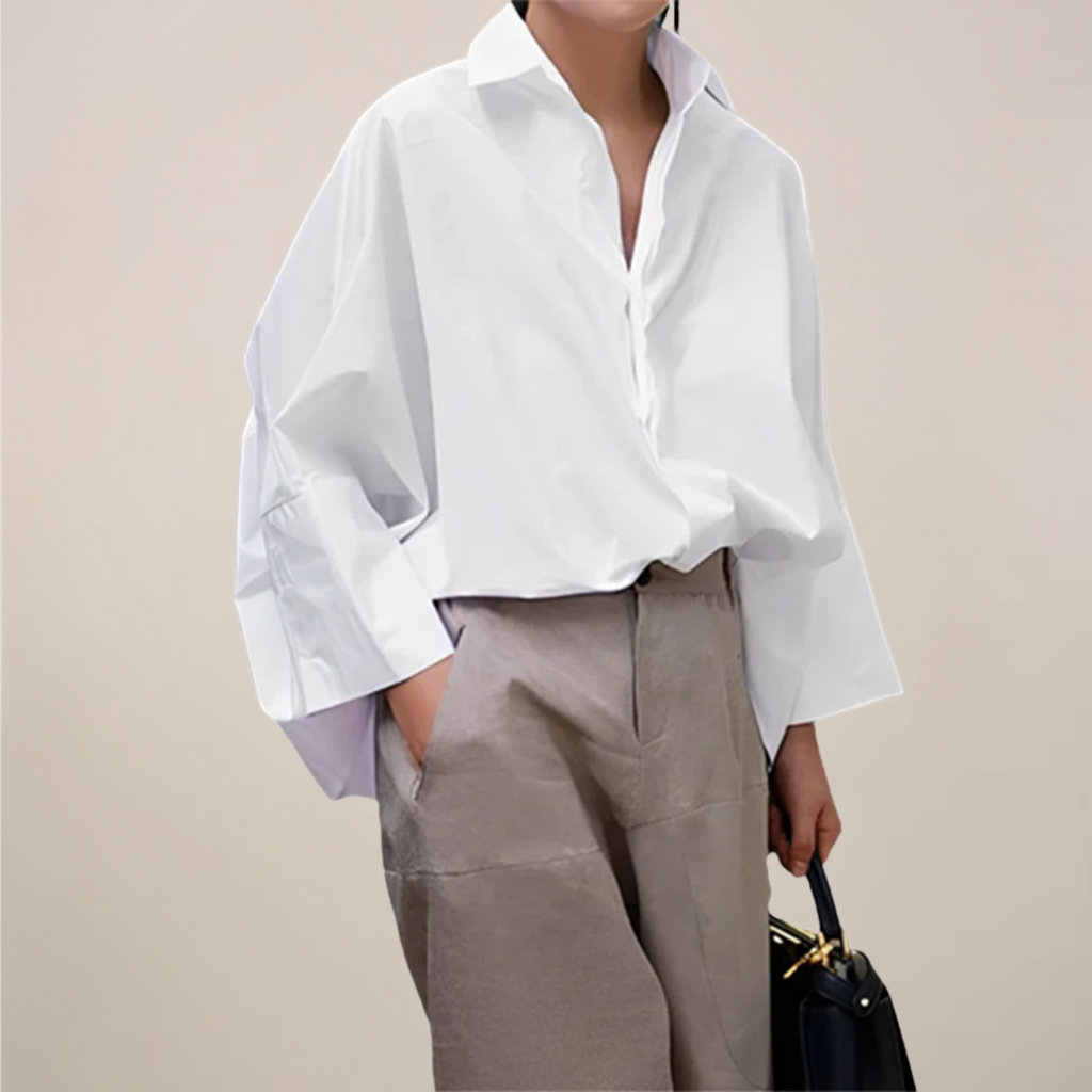 Oversized Batwing Sleeve Cotton Casual Shirt Blouse