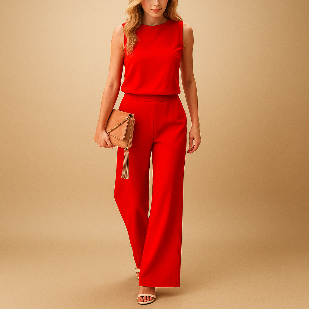 Sleeveless Round Neck Wide Leg Jumpsuit