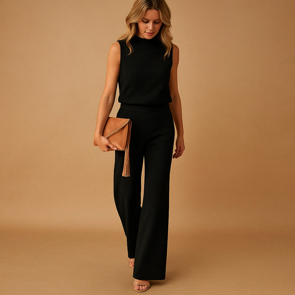 Sleeveless Round Neck Wide Leg Jumpsuit