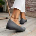 Ribbed Knit Slip On Cushioned Insole Round Toe Ballet Flat