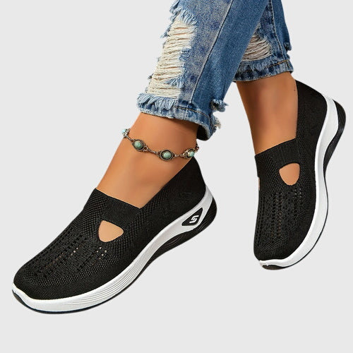 Cut Out Mesh Slip-On Wedge Walking Sneaker