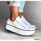 Contrast Stitch Lug Sole Platform Lace Up Casual Sneaker