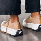 Contrast Stitch Lug Sole Platform Lace Up Casual Sneaker