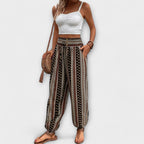 Tribal Print Smocked High Waist Harem Boho Pant