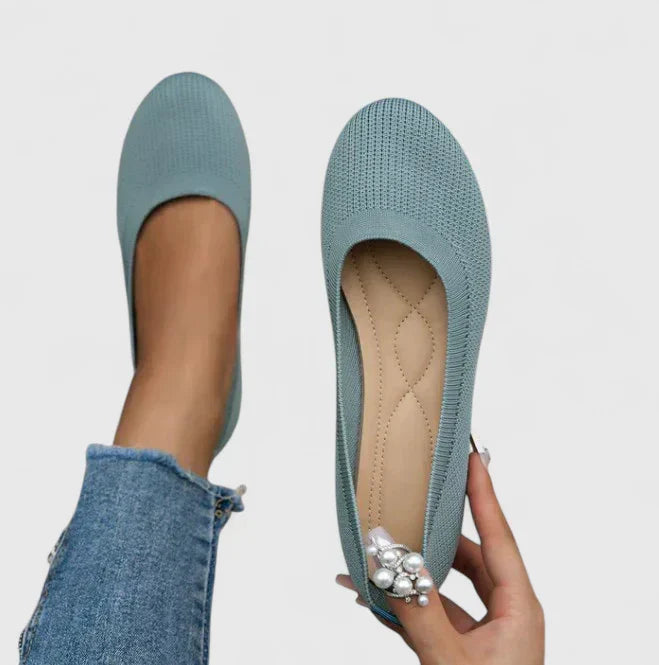 Ribbed Knit Round Toe Slip-On Ballet Flat