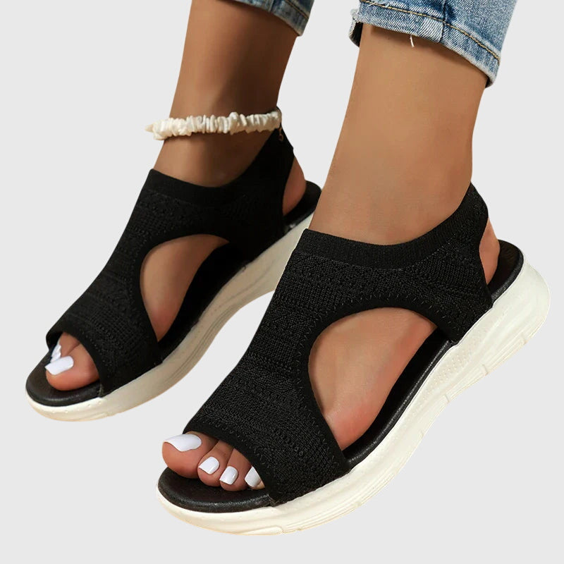 Knit Cut Out Peep Toe Lightweight Platform Sandal