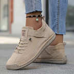 Hand Stitched Leather Lace-Up Casual Sneaker