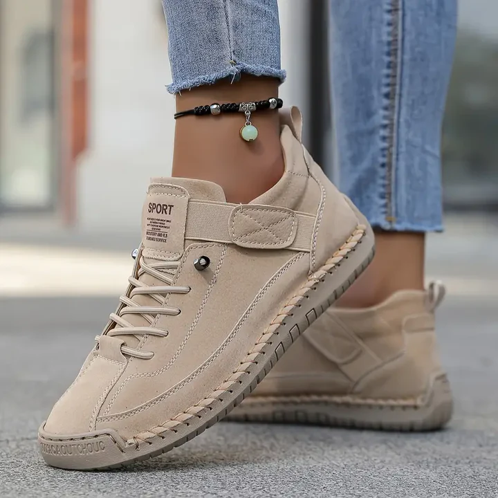 Hand Stitched Leather Lace-Up Casual Sneaker