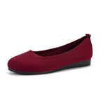Ribbed Knit Slip On Cushioned Insole Round Toe Ballet Flat