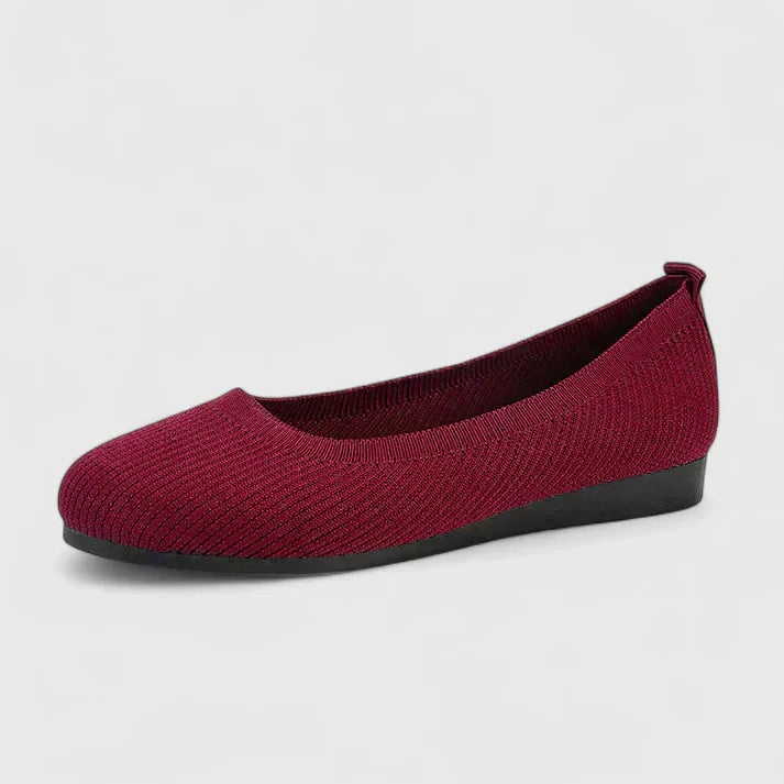 Ribbed Knit Round Toe Slip-On Ballet Flat