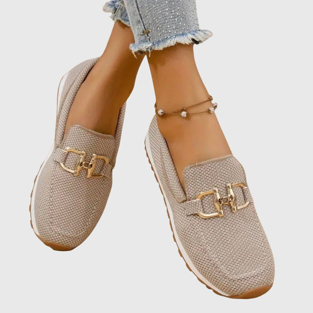 Gold Horsebit Knit Slip-On Platform Loafer
