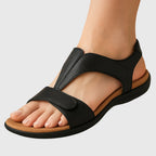 T-Bar Hook Loop Leather Orthopedic Comfort Flat Sandal