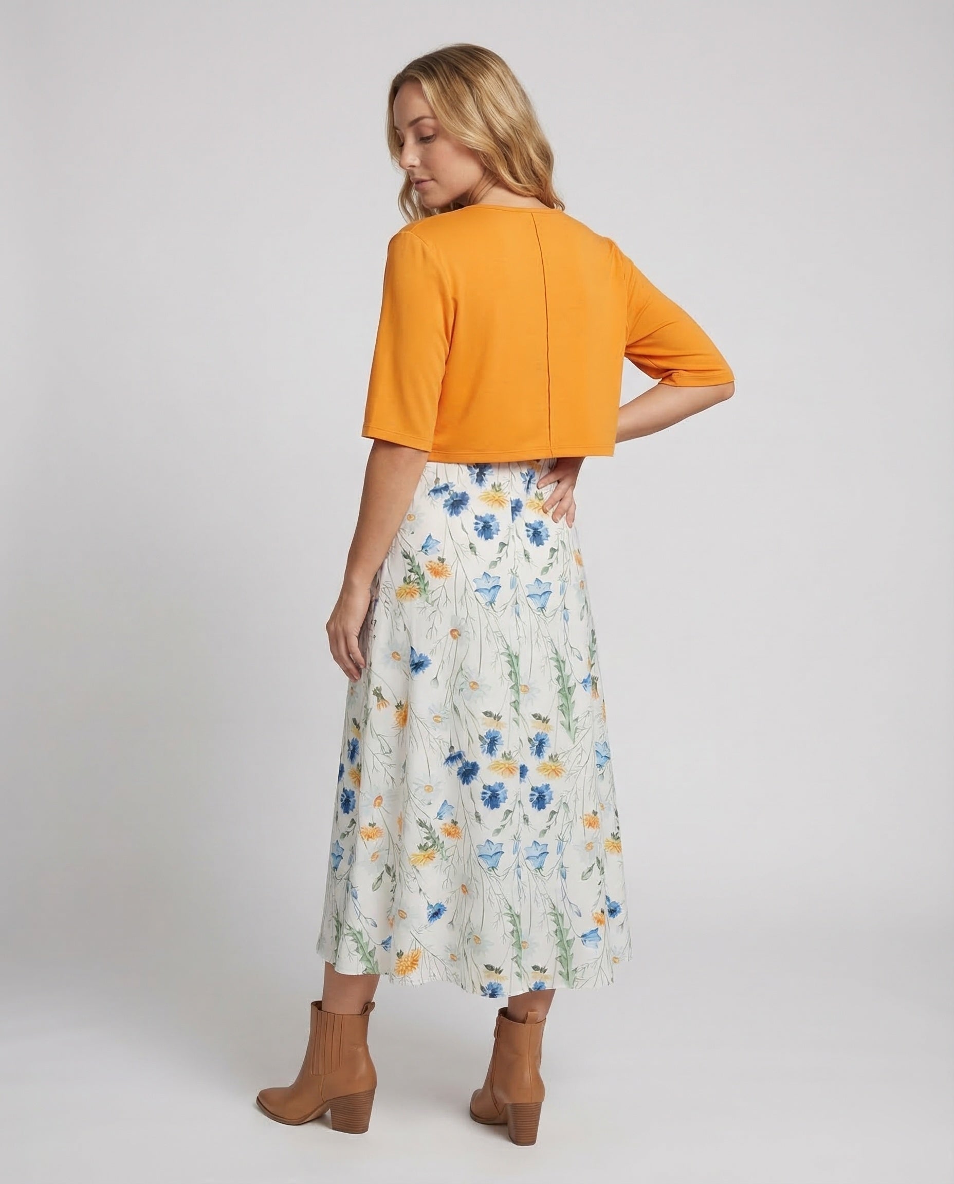 Wildflower Print Slip Midi Dress Cropped Bolero Two Piece Set