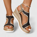 Mesh Peep Toe Platform Wedge Sandals
