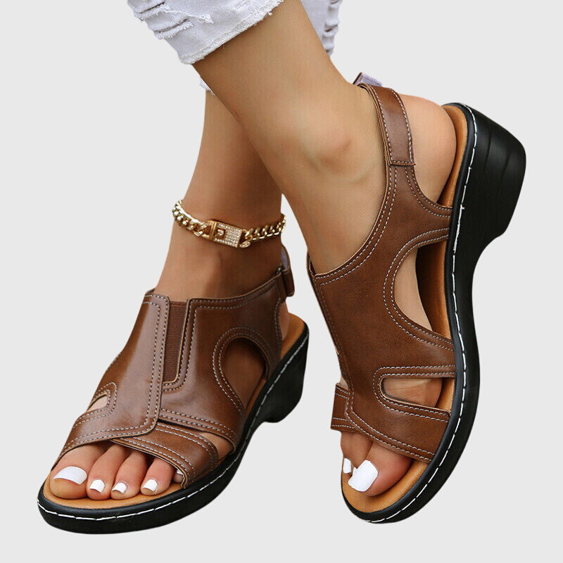 Cut Out Peep Toe Slingback Casual Wedge Sandal