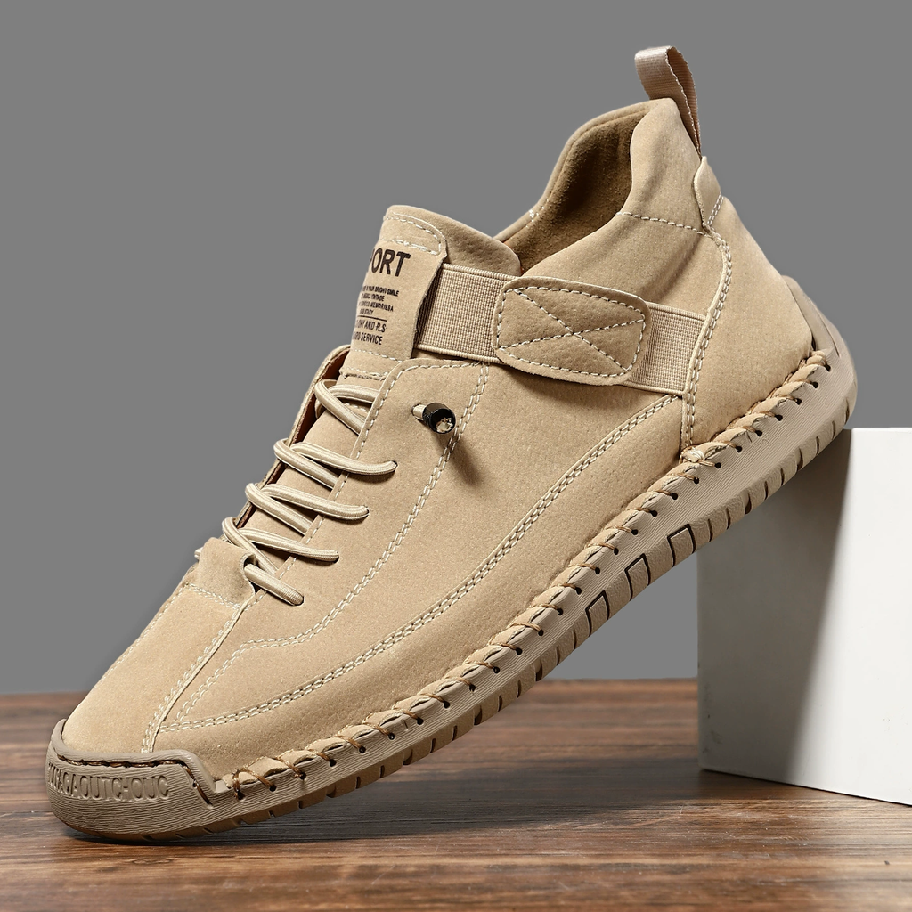 Hand Stitched Leather Lace-Up Casual Sneaker