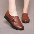 Zip Side Leather Slip On Casual Flat Loafer