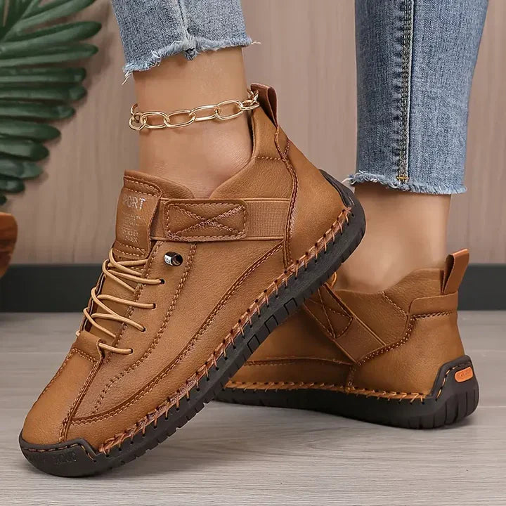 Hand Stitched Leather Lace-Up Casual Sneaker