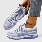 Graphic Tab Lace Up Mesh Breathable Running Sneaker
