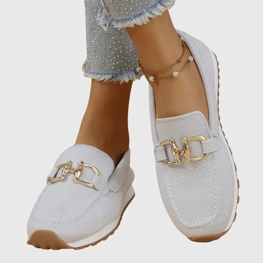 Gold Horsebit Knit Slip-On Platform Loafer