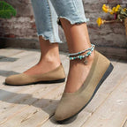 Ribbed Knit Slip On Cushioned Insole Round Toe Ballet Flat