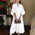 Stand Collar Puff Sleeve A Line Midi Dress - Formal Evening Gown