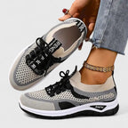 Graphic Tab Lace Up Mesh Breathable Running Sneaker