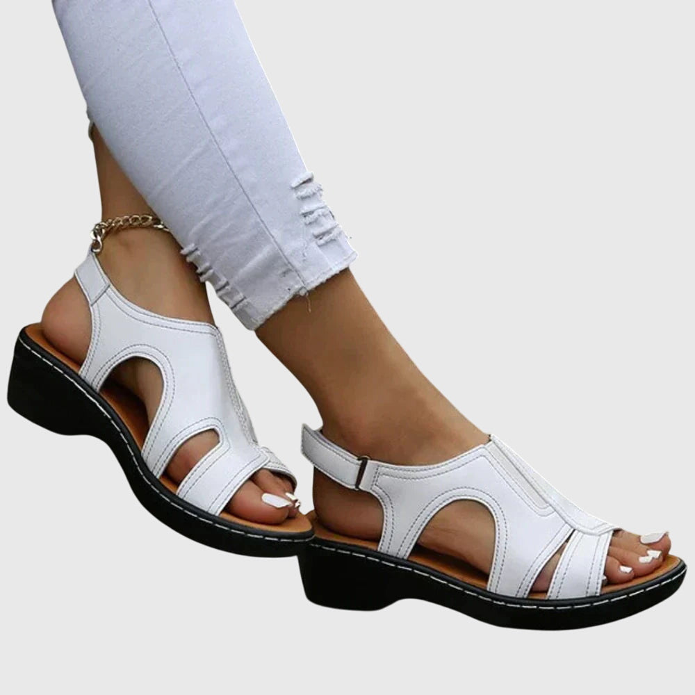 Cut Out Peep Toe Slingback Casual Wedge Sandal