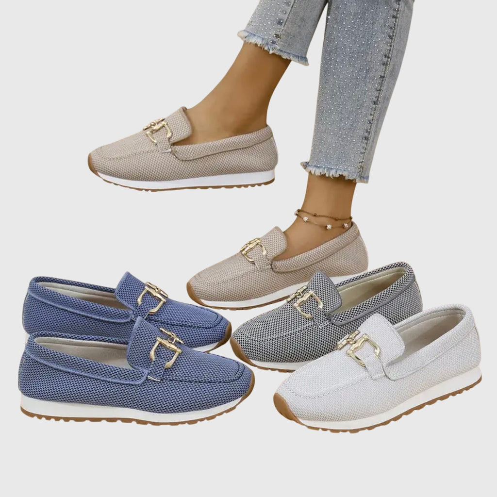 Gold Horsebit Knit Slip-On Platform Loafer