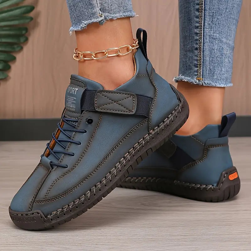 Hand Stitched Leather Lace-Up Casual Sneaker