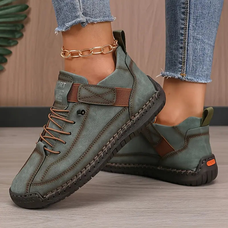 Hand Stitched Leather Lace-Up Casual Sneaker