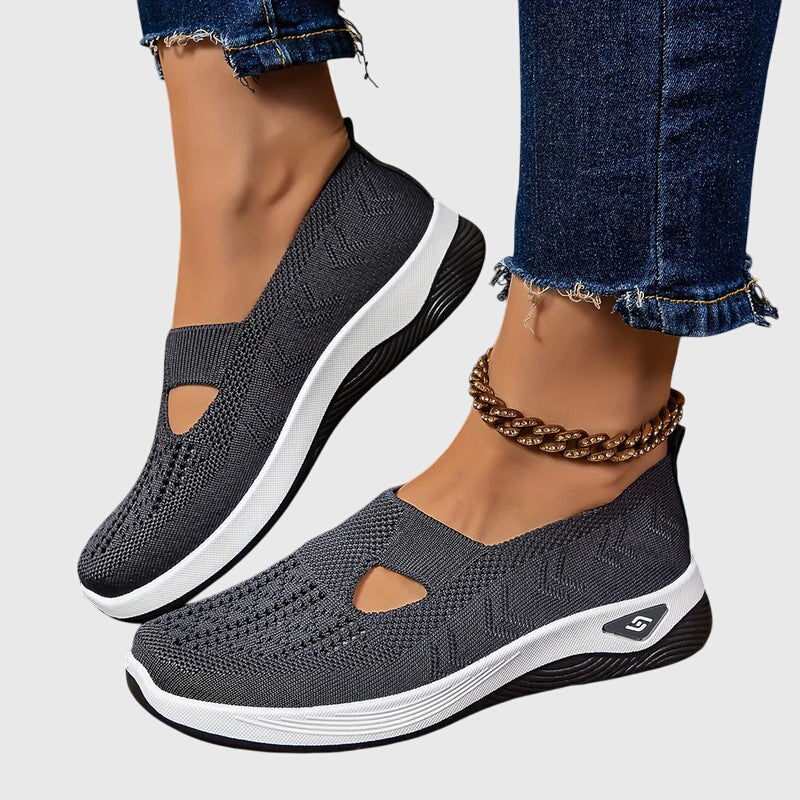 Cut Out Mesh Slip-On Wedge Walking Sneaker