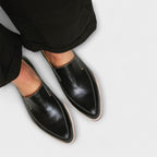 Pointed Toe Contrast Stitch Leather Slip-On Loafer