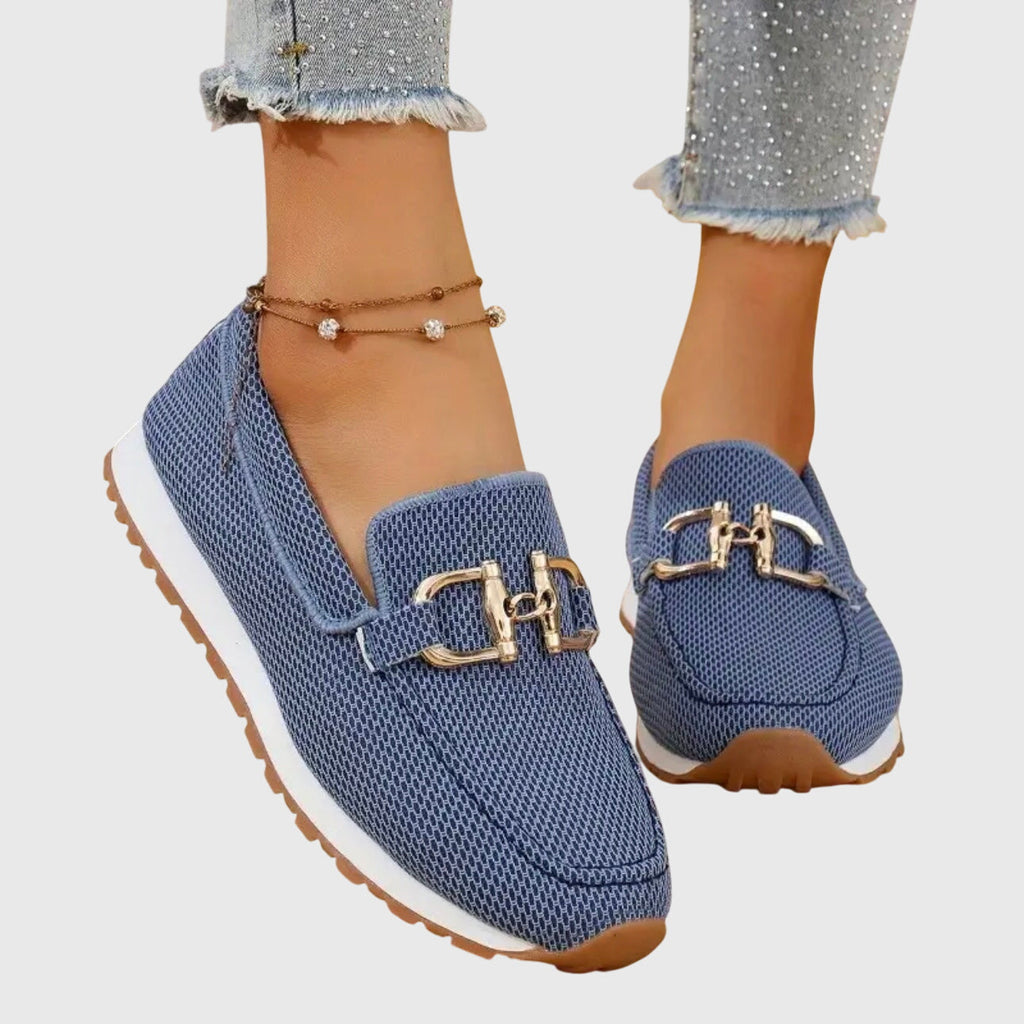 Gold Horsebit Knit Slip-On Platform Loafer
