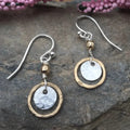 Hammered Mixed Metal Disc and Ring Drop Earring