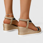 Mesh Peep Toe Platform Wedge Sandals