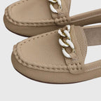 Crystal Chain Embellished Pebbled Leather Slip-On Loafer