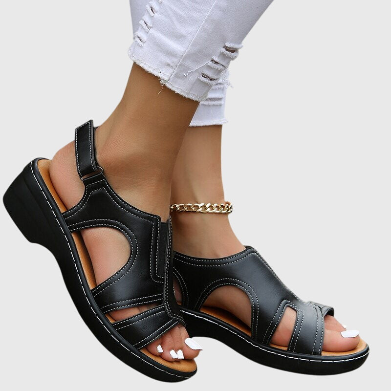 Cut Out Peep Toe Slingback Casual Wedge Sandal