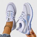 Graphic Tab Lace Up Mesh Breathable Running Sneaker