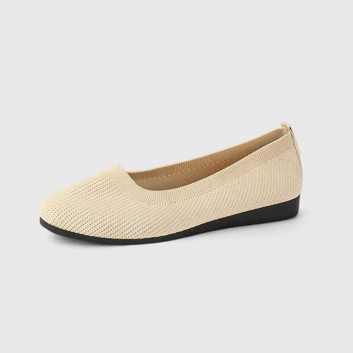 Ribbed Knit Round Toe Slip-On Ballet Flat