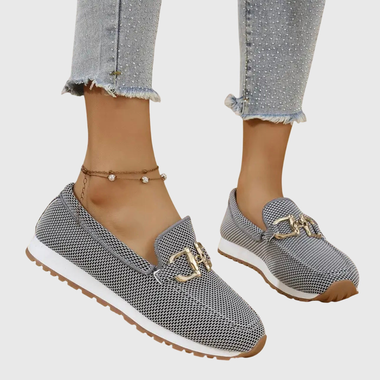 Gold Horsebit Knit Slip-On Platform Loafer