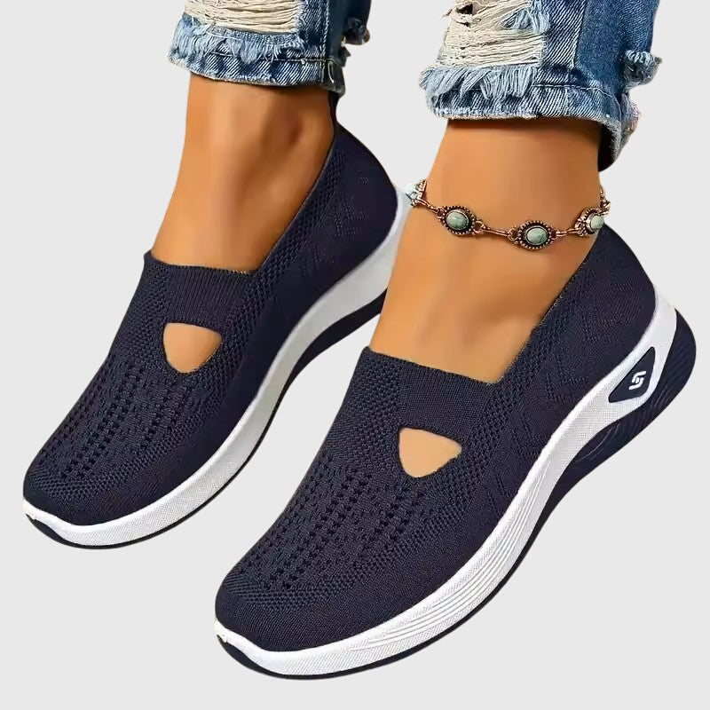 Cut Out Mesh Slip-On Wedge Walking Sneaker