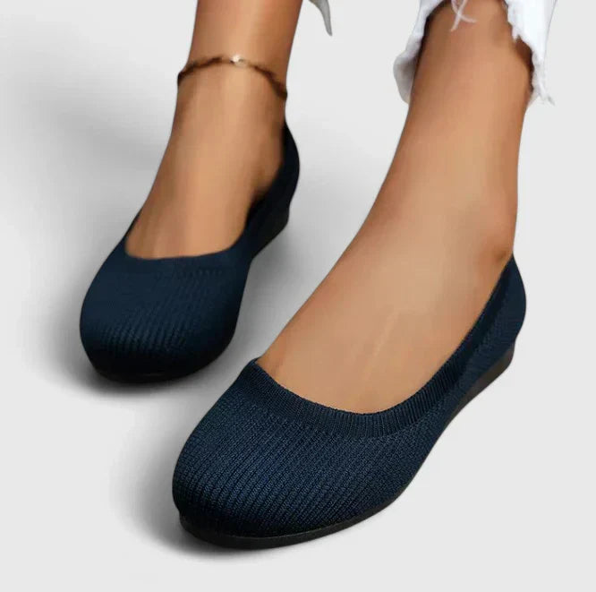 Ribbed Knit Round Toe Slip-On Ballet Flat