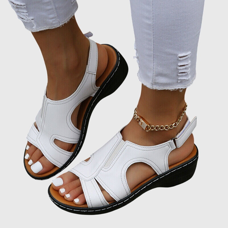 Cut Out Peep Toe Slingback Casual Wedge Sandal
