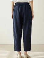 Drawstring Elasticated Waist Cuffed Hem Relaxed Linen Pant
