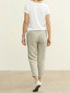 Drawstring Elasticated Waist Cuffed Hem Relaxed Linen Pant
