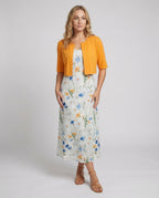 Wildflower Print Slip Midi Dress Cropped Bolero Two Piece Set