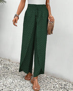 Geometric Print Smocked Waist Drawstring Wide Leg Pant
